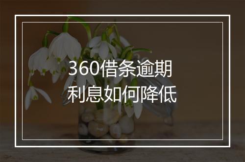 360借条逾期利息如何降低