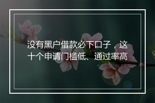 没有黑户借款必下口子，这十个申请门槛低、通过率高