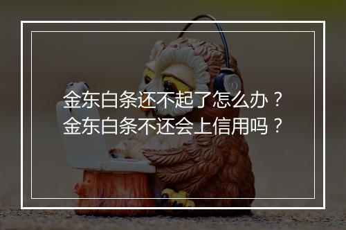 金东白条还不起了怎么办？金东白条不还会上信用吗？