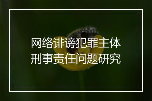 网络诽谤犯罪主体刑事责任问题研究