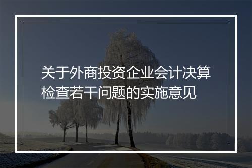 关于外商投资企业会计决算检查若干问题的实施意见