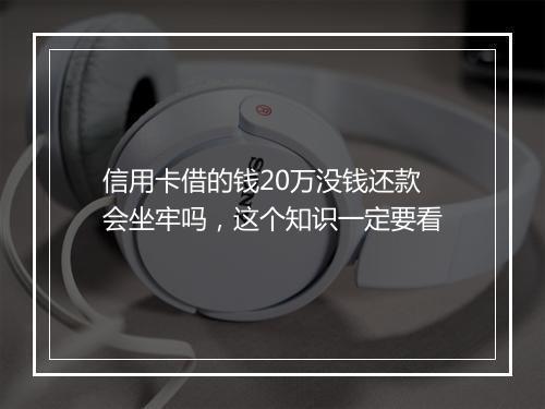 信用卡借的钱20万没钱还款会坐牢吗，这个知识一定要看