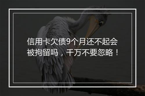 信用卡欠债9个月还不起会被拘留吗，千万不要忽略！