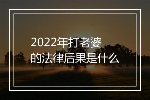 2022年打老婆的法律后果是什么