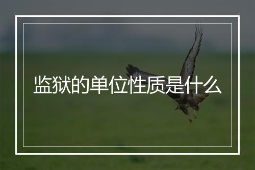 监狱的单位性质是什么