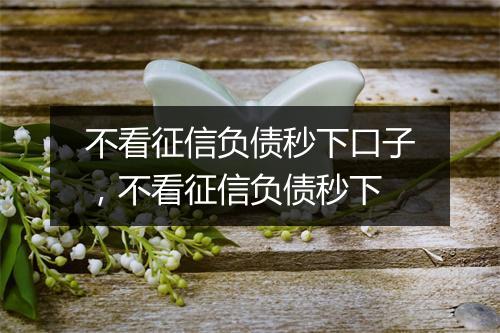 不看征信负债秒下口子，不看征信负债秒下