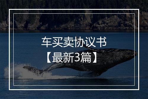 车买卖协议书【最新3篇】