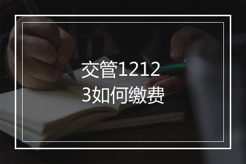 交管12123如何缴费