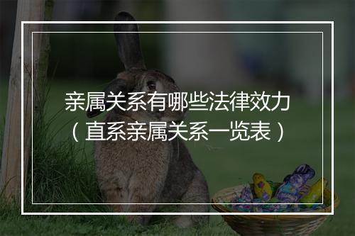 亲属关系有哪些法律效力（直系亲属关系一览表）