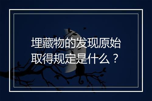 埋藏物的发现原始取得规定是什么？