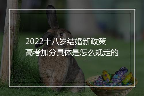 2022十八岁结婚新政策高考加分具体是怎么规定的