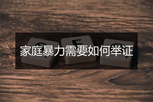 家庭暴力需要如何举证