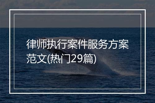 律师执行案件服务方案范文(热门29篇)