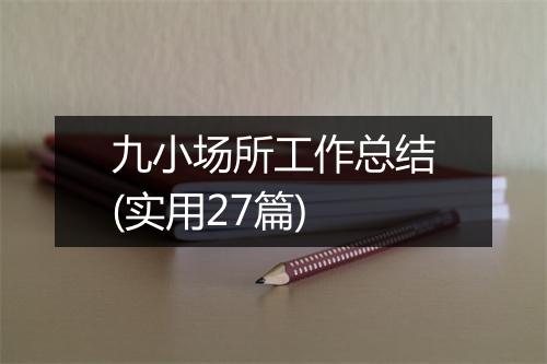 九小场所工作总结(实用27篇)