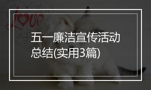 五一廉洁宣传活动总结(实用3篇)