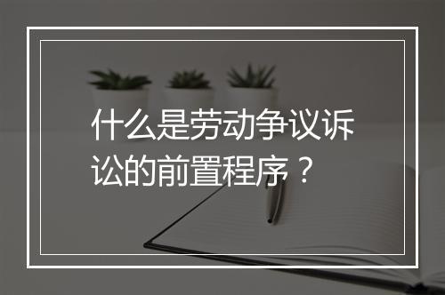 什么是劳动争议诉讼的前置程序？
