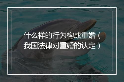 什么样的行为构成重婚（我国法律对重婚的认定）