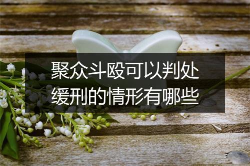 聚众斗殴可以判处缓刑的情形有哪些