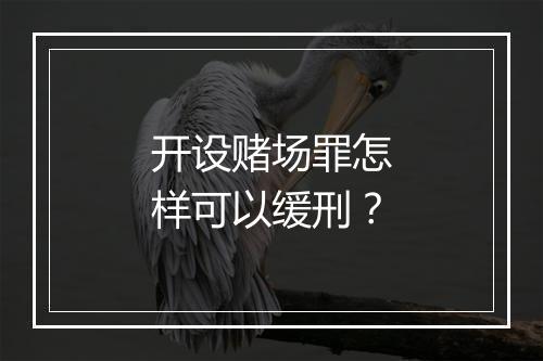 开设赌场罪怎样可以缓刑？