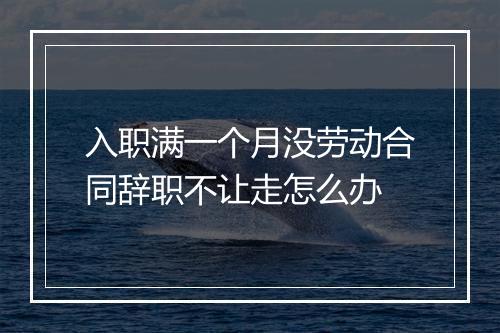 入职满一个月没劳动合同辞职不让走怎么办