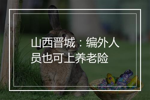 山西晋城：编外人员也可上养老险