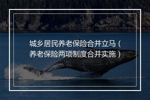 城乡居民养老保险合并立马（养老保险两项制度合并实施）