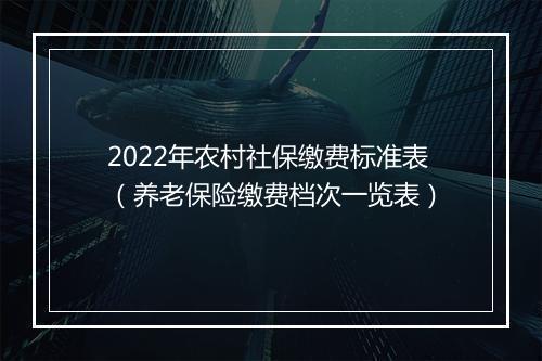 2022年农村社保缴费标准表（养老保险缴费档次一览表）