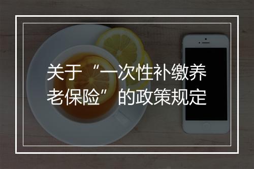 关于“一次性补缴养老保险”的政策规定