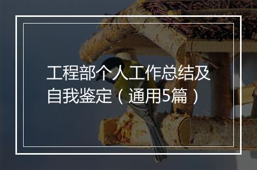 工程部个人工作总结及自我鉴定（通用5篇）
