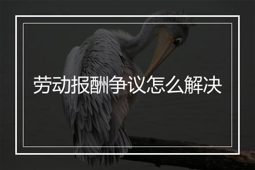 劳动报酬争议怎么解决