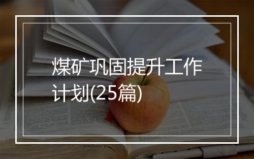 煤矿巩固提升工作计划(25篇)