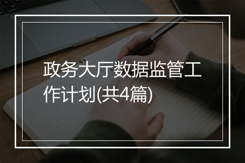 政务大厅数据监管工作计划(共4篇)