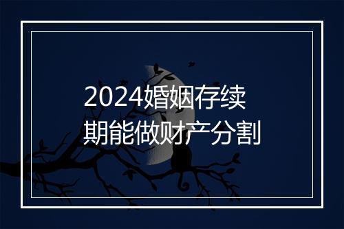 2024婚姻存续期能做财产分割