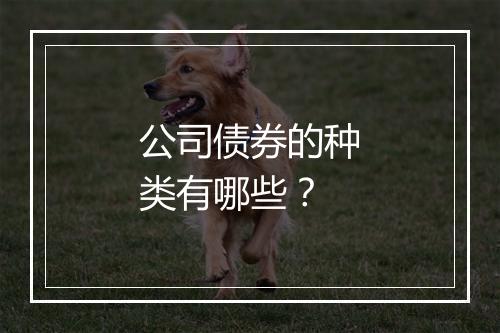 公司债券的种类有哪些？