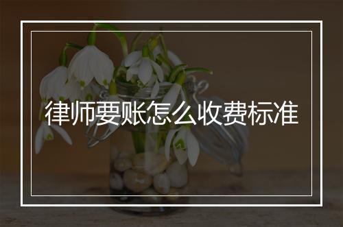 律师要账怎么收费标准