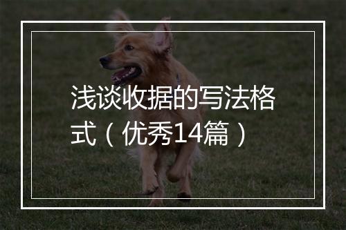 浅谈收据的写法格式（优秀14篇）