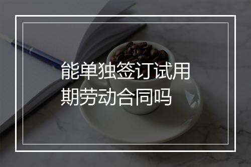 能单独签订试用期劳动合同吗