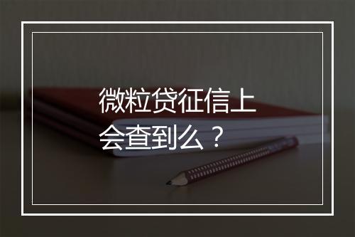 微粒贷征信上会查到么？