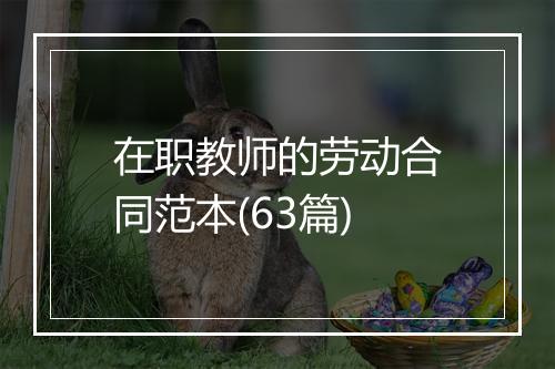 在职教师的劳动合同范本(63篇)