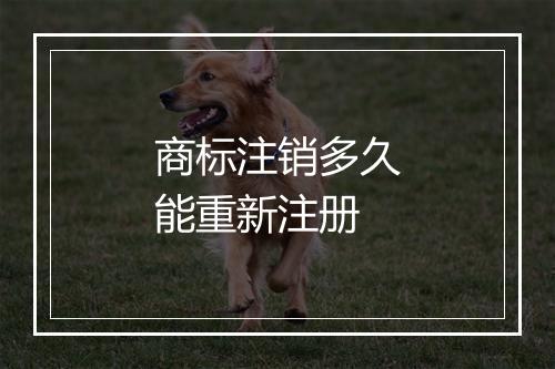 商标注销多久能重新注册