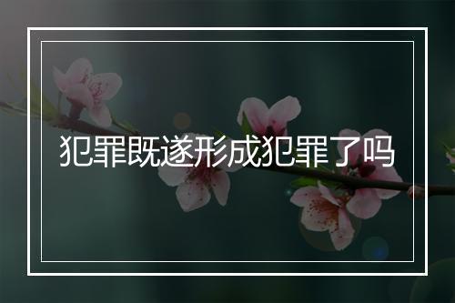 犯罪既遂形成犯罪了吗