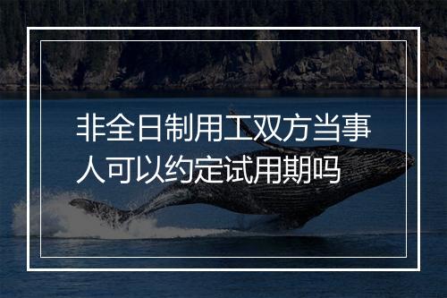 非全日制用工双方当事人可以约定试用期吗
