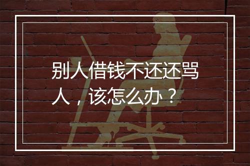 别人借钱不还还骂人，该怎么办？