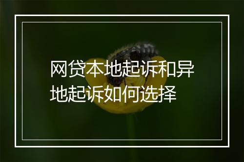 网贷本地起诉和异地起诉如何选择