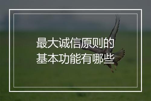 最大诚信原则的基本功能有哪些