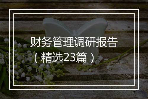 财务管理调研报告（精选23篇）