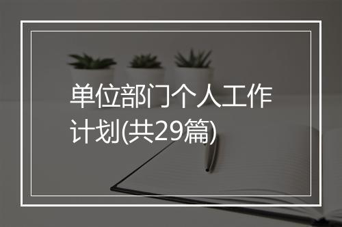 单位部门个人工作计划(共29篇)