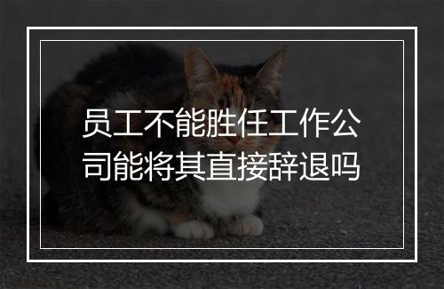 员工不能胜任工作公司能将其直接辞退吗