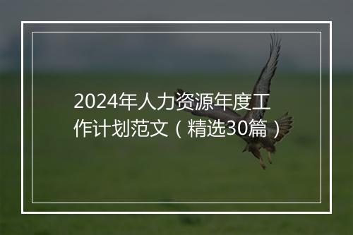 2024年人力资源年度工作计划范文（精选30篇）