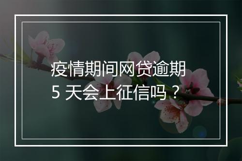 疫情期间网贷逾期 5 天会上征信吗？
